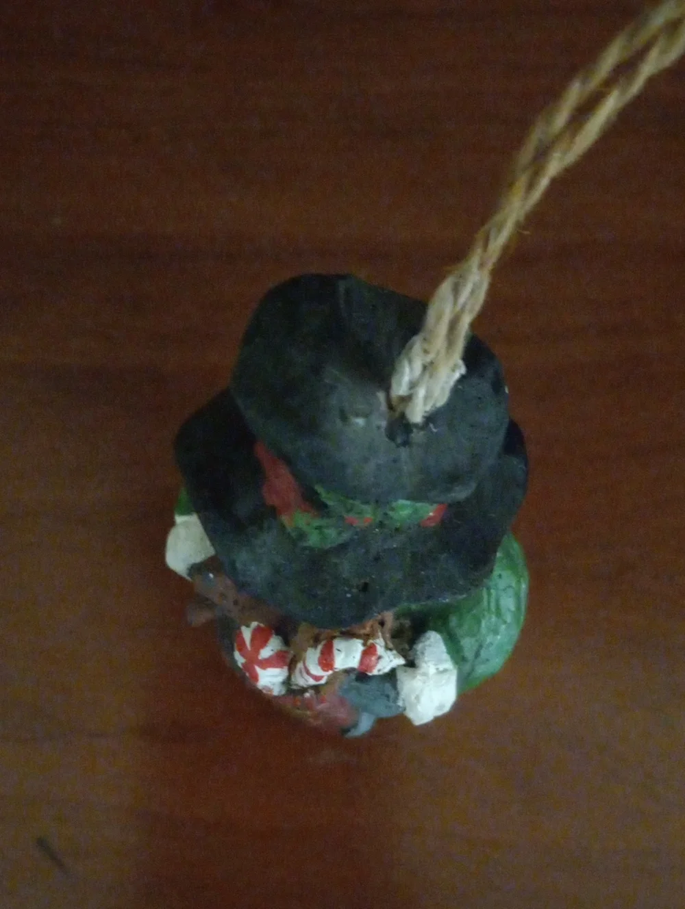 Vintage Hand-Painted Resin Snowman Christmas Ornament – Country Holiday Decor